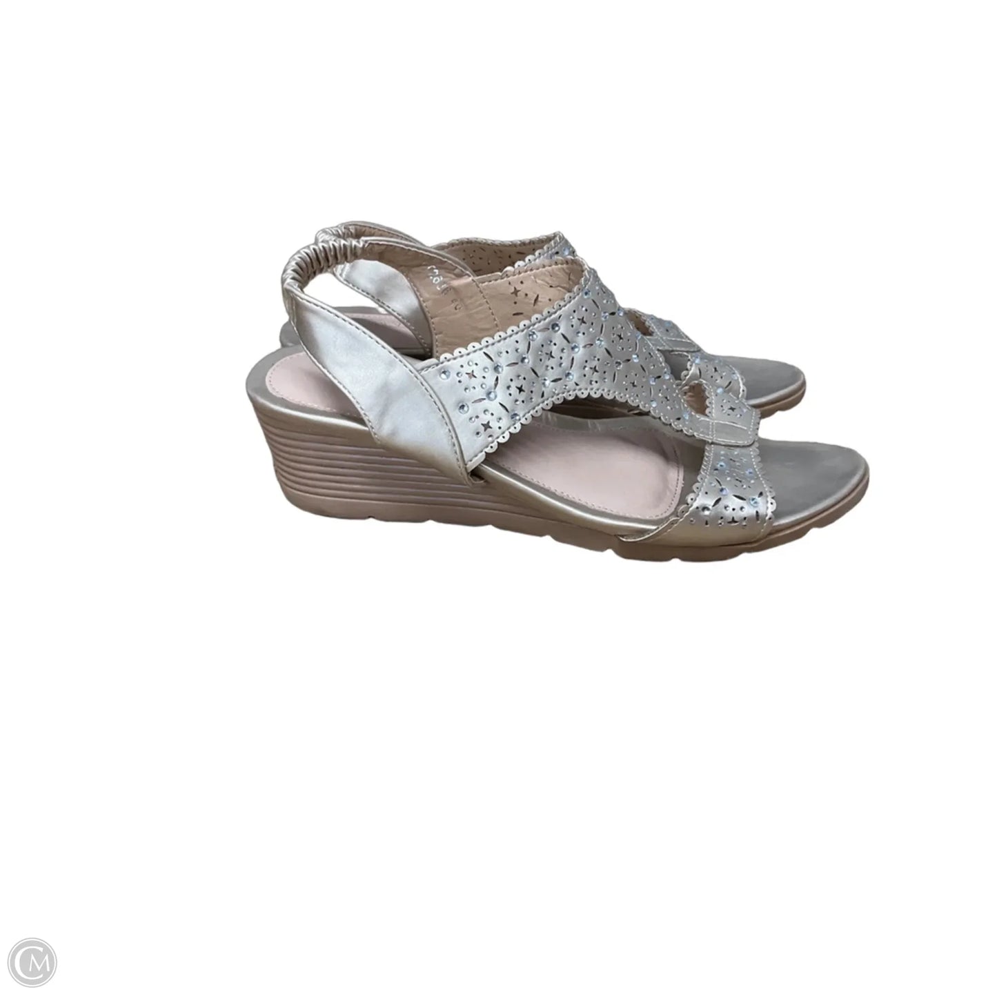 Sandals Heels Wedge By Clothes Mentor In Gold, Size: 9