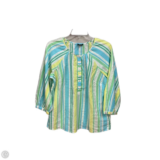 Top 3/4 Sleeve By Talbots In Striped Pattern, Size: M