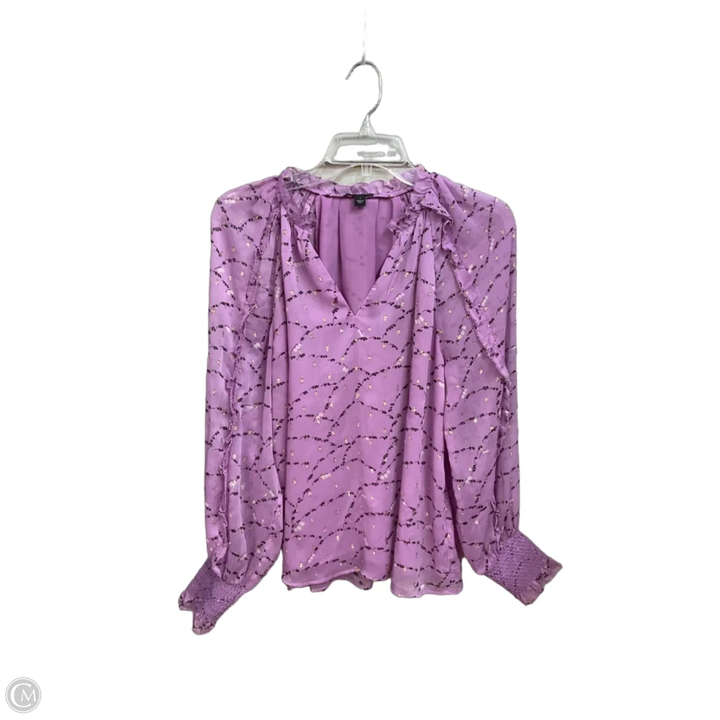 Blouse Long Sleeve By Ann Taylor In Purple, Size: S
