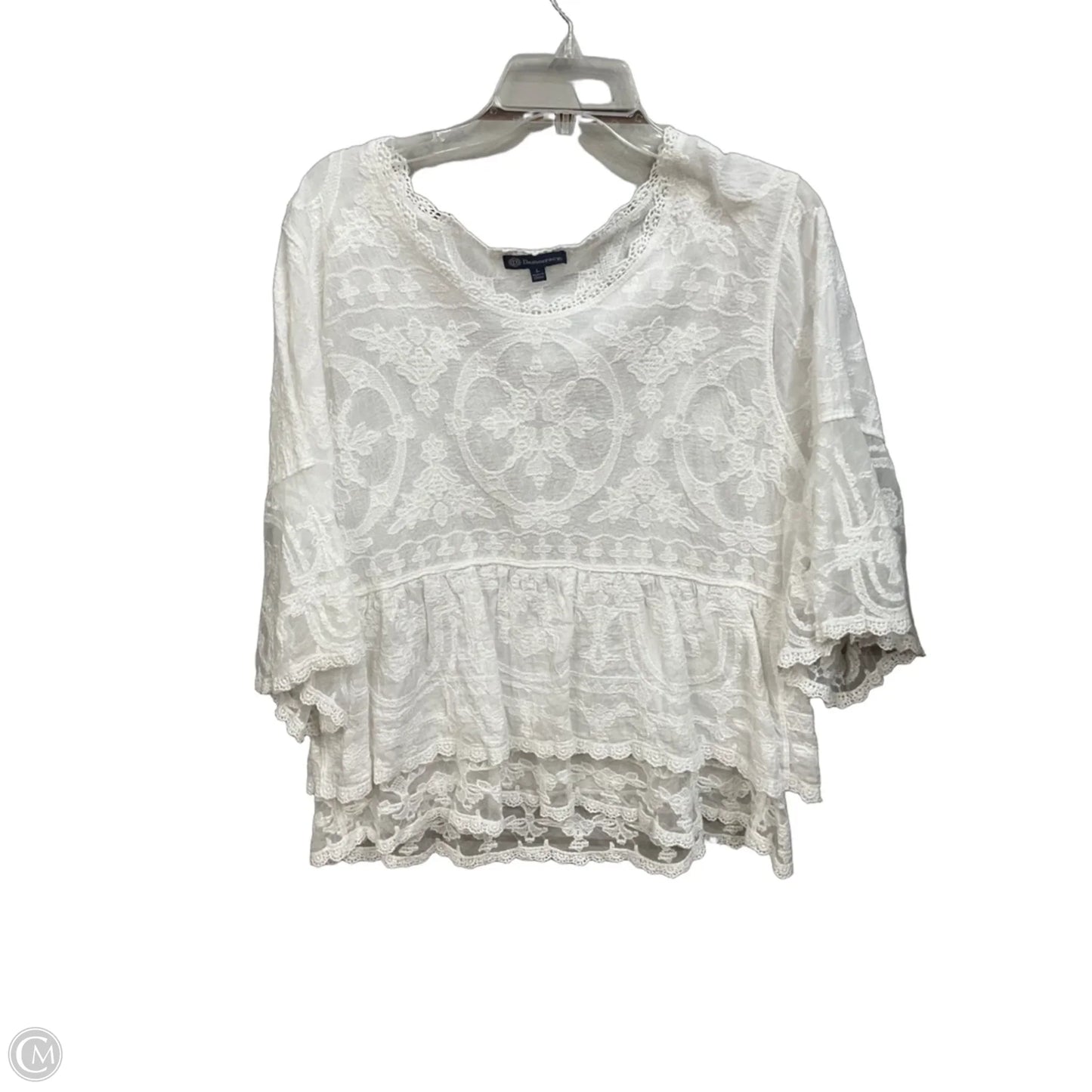 Top 3/4 Sleeve By Democracy In White, Size: L
