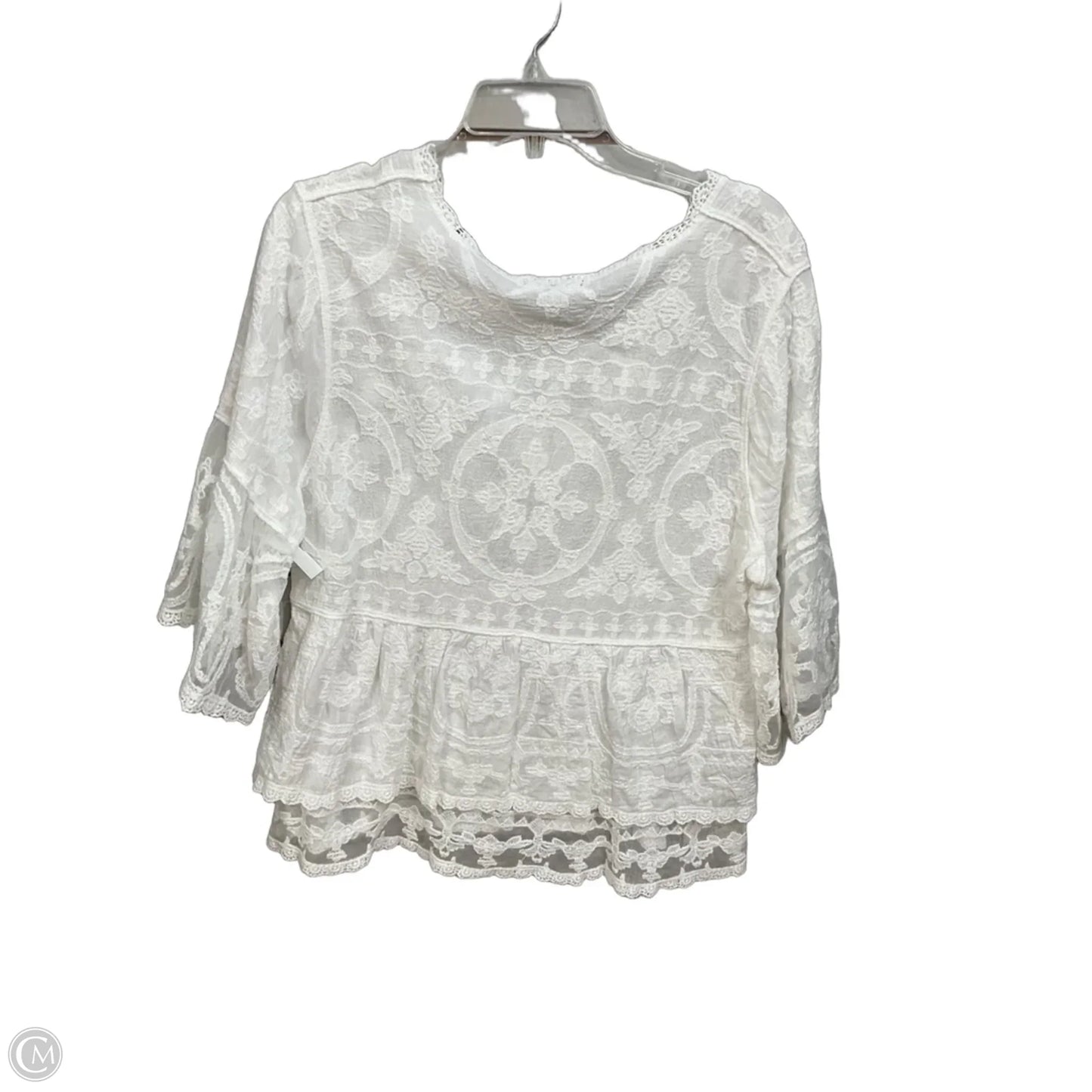 Top 3/4 Sleeve By Democracy In White, Size: L