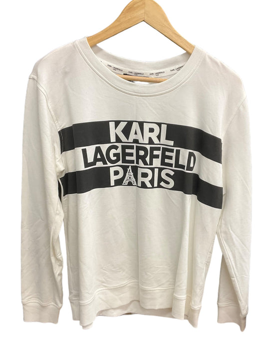 Top Long Sleeve Designer By Karl Lagerfeld In White, Size: M