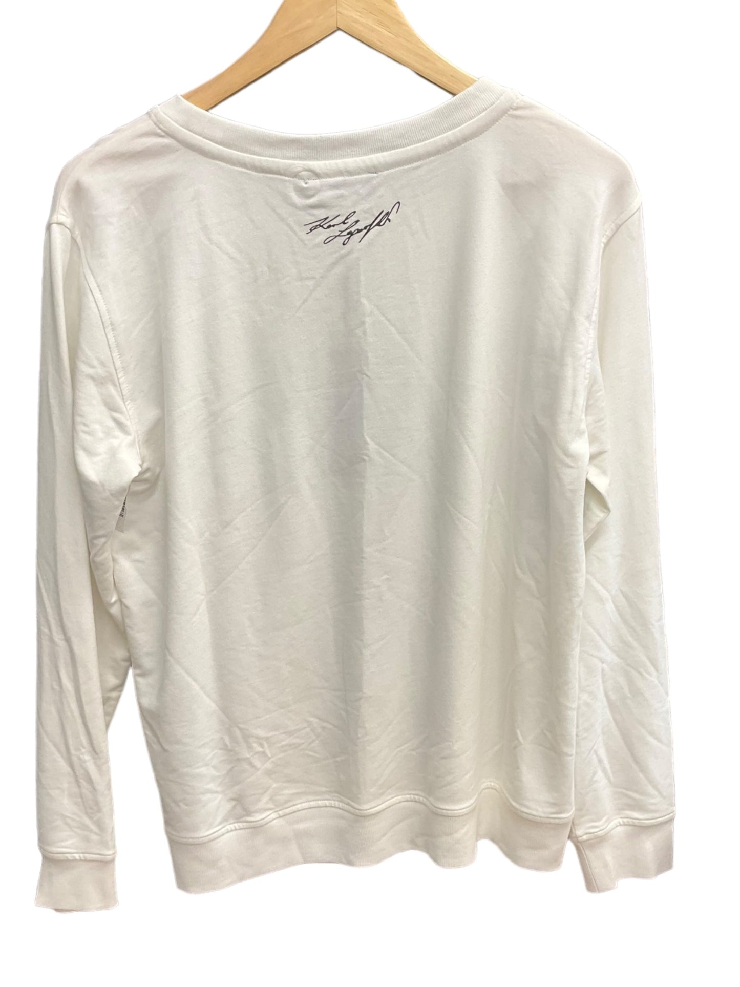 Top Long Sleeve Designer By Karl Lagerfeld In White, Size: M