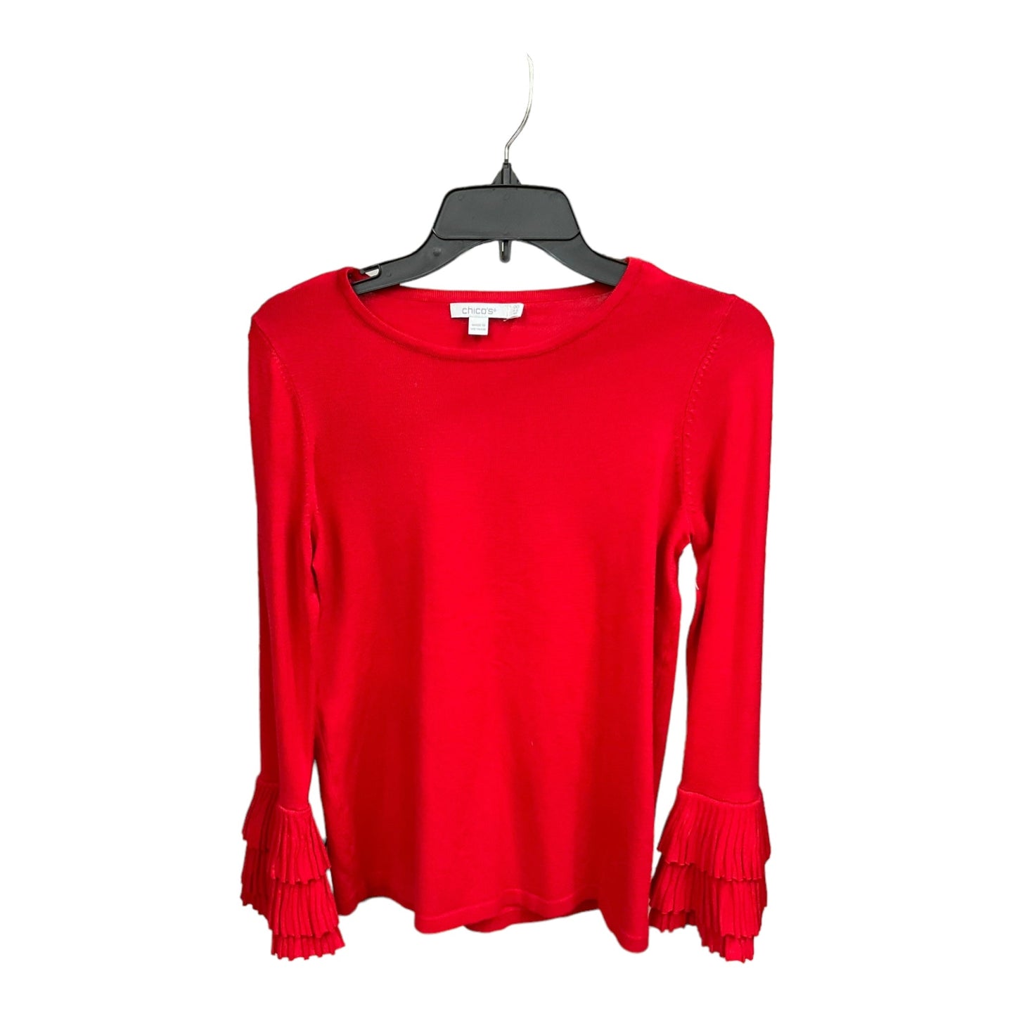 Red Top Long Sleeve Basic Chicos, Size Xs