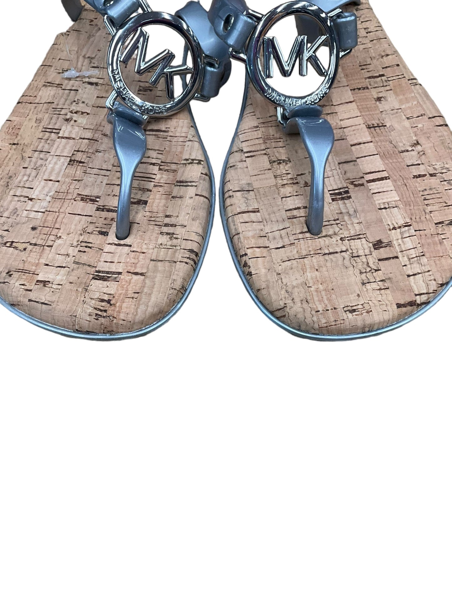 Silver Sandals Flip Flops Michael By Michael Kors, Size 6