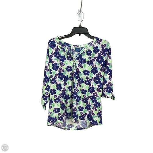Top Long Sleeve By Caribbean Joe In Floral Print