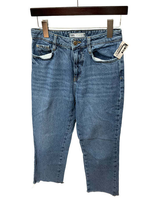 Jeans Straight By Zara In Blue Denim, Size: 4