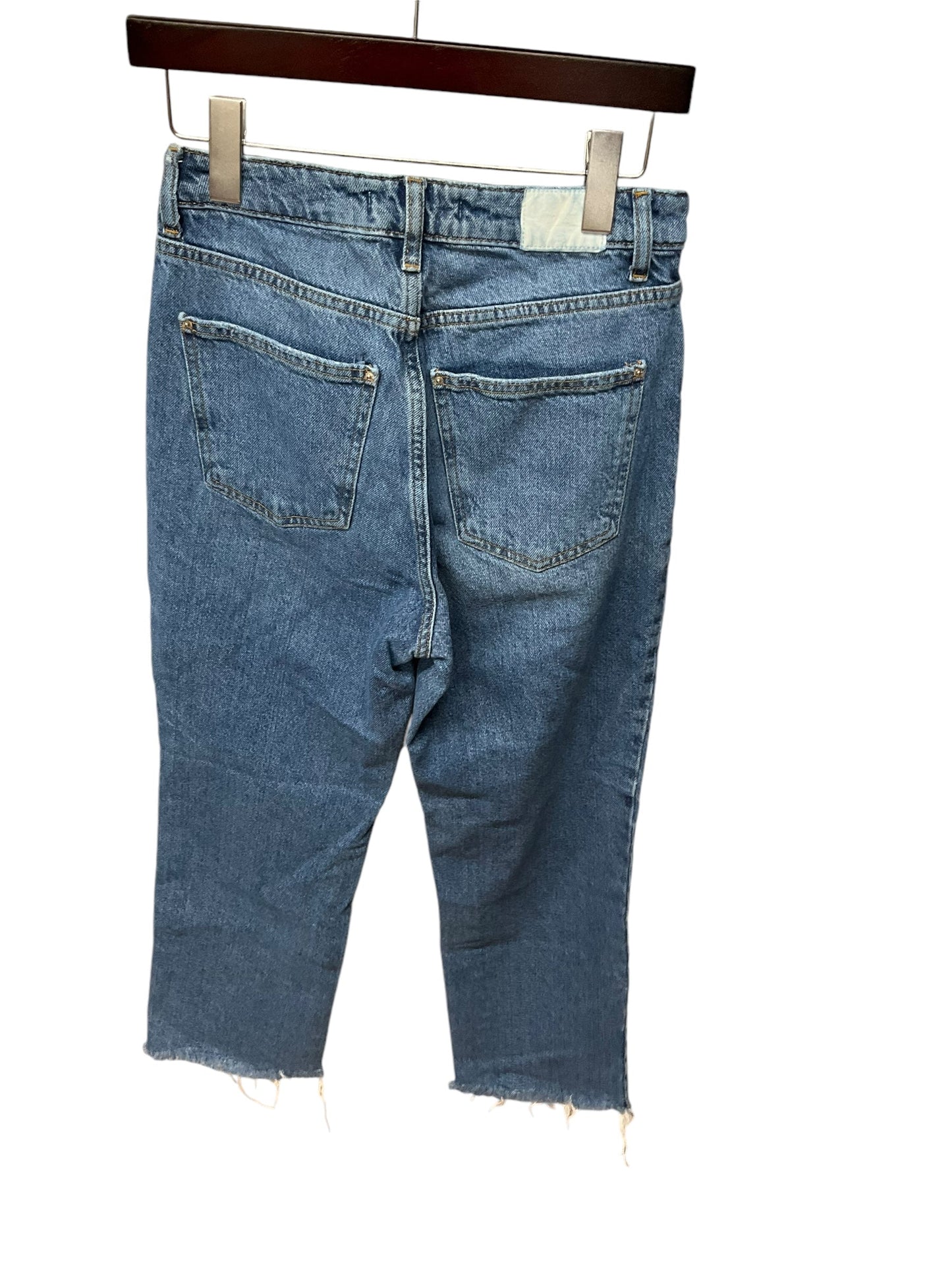 Jeans Straight By Zara In Blue Denim, Size: 4