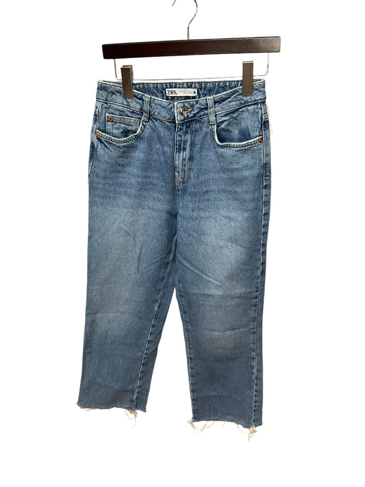 Jeans Straight By Zara In Blue Denim, Size: 4