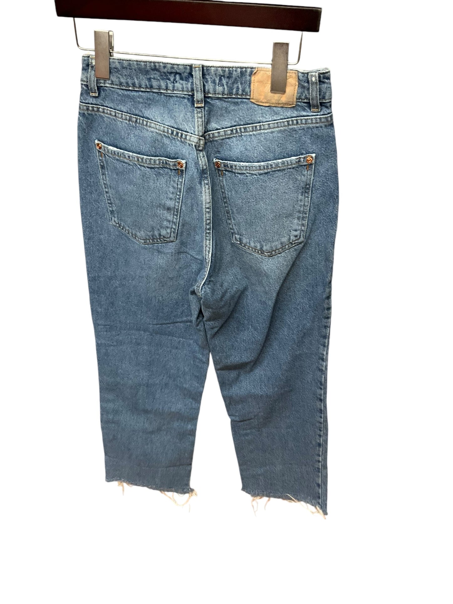 Jeans Straight By Zara In Blue Denim, Size: 4