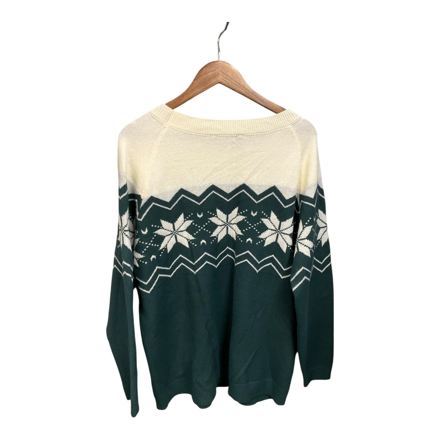 Sweater By Clothes Mentor In Green & White, Size: Xl