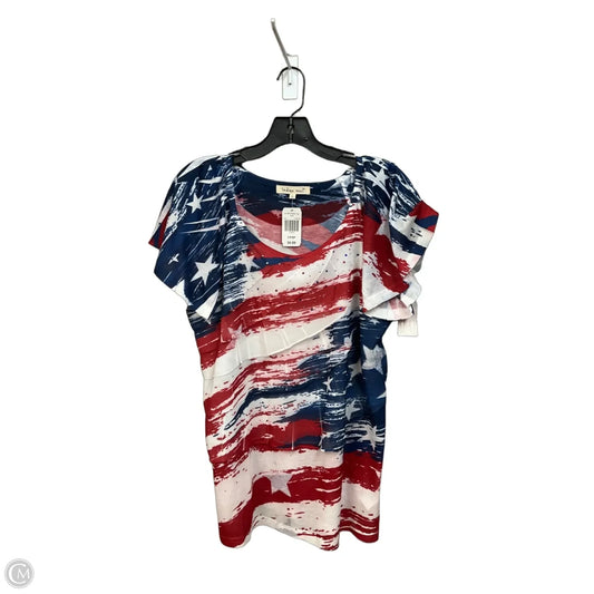 Top Short Sleeve By Indigo Soul In Blue Red & White, Size: L