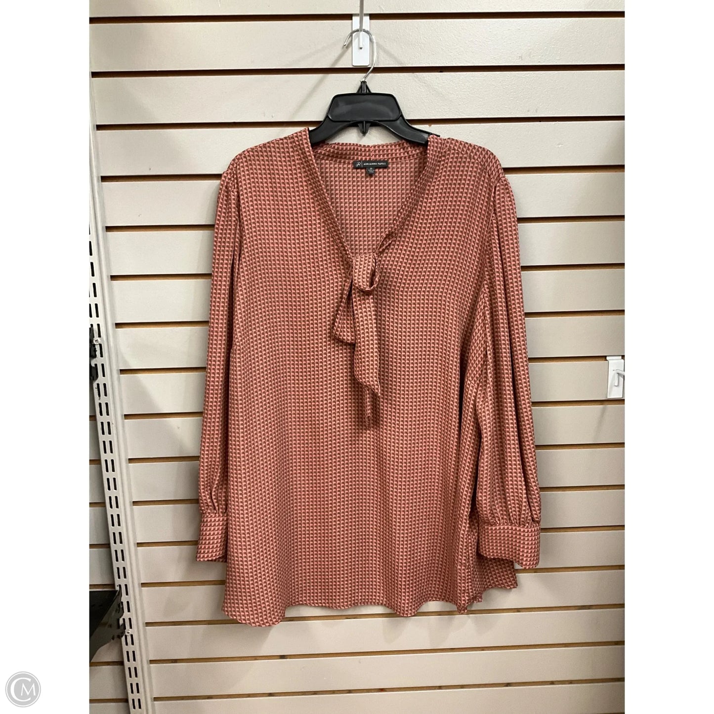 Blouse Long Sleeve By Adrianna Papell In Brown, Size: 2x