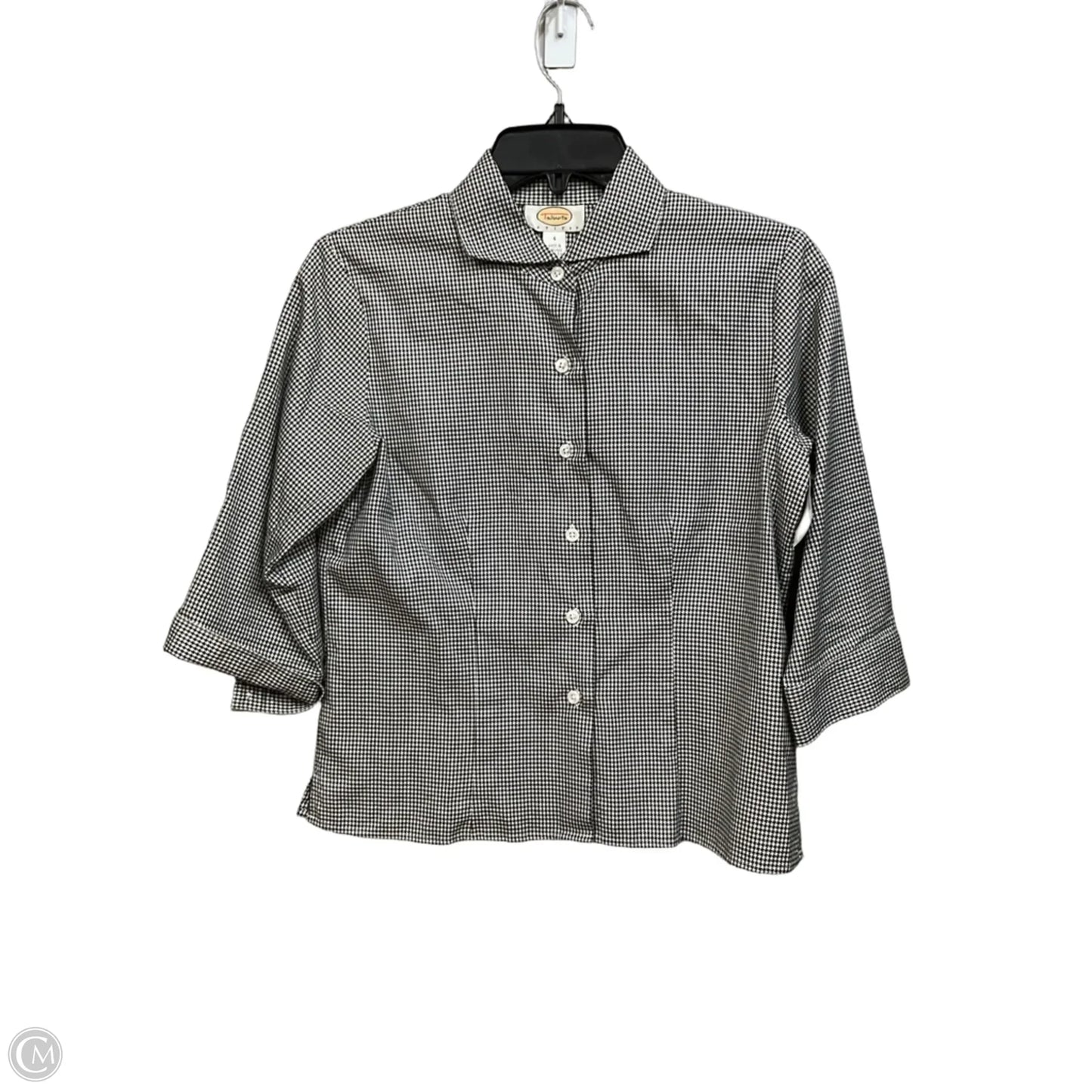 Blouse 3/4 Sleeve By Talbots In Checkered Pattern, Size: S