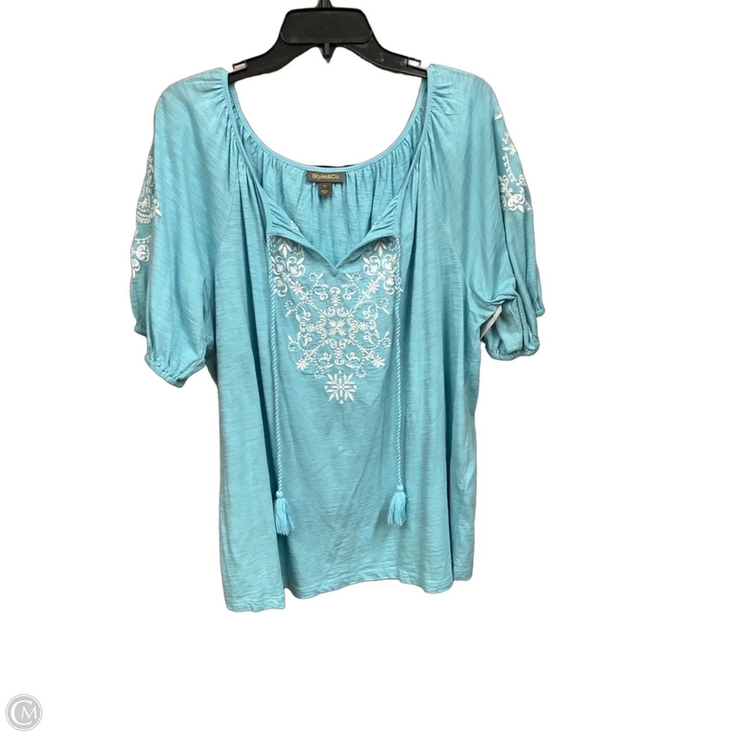Top Short Sleeve By Style And Company In Blue, Size: 1x