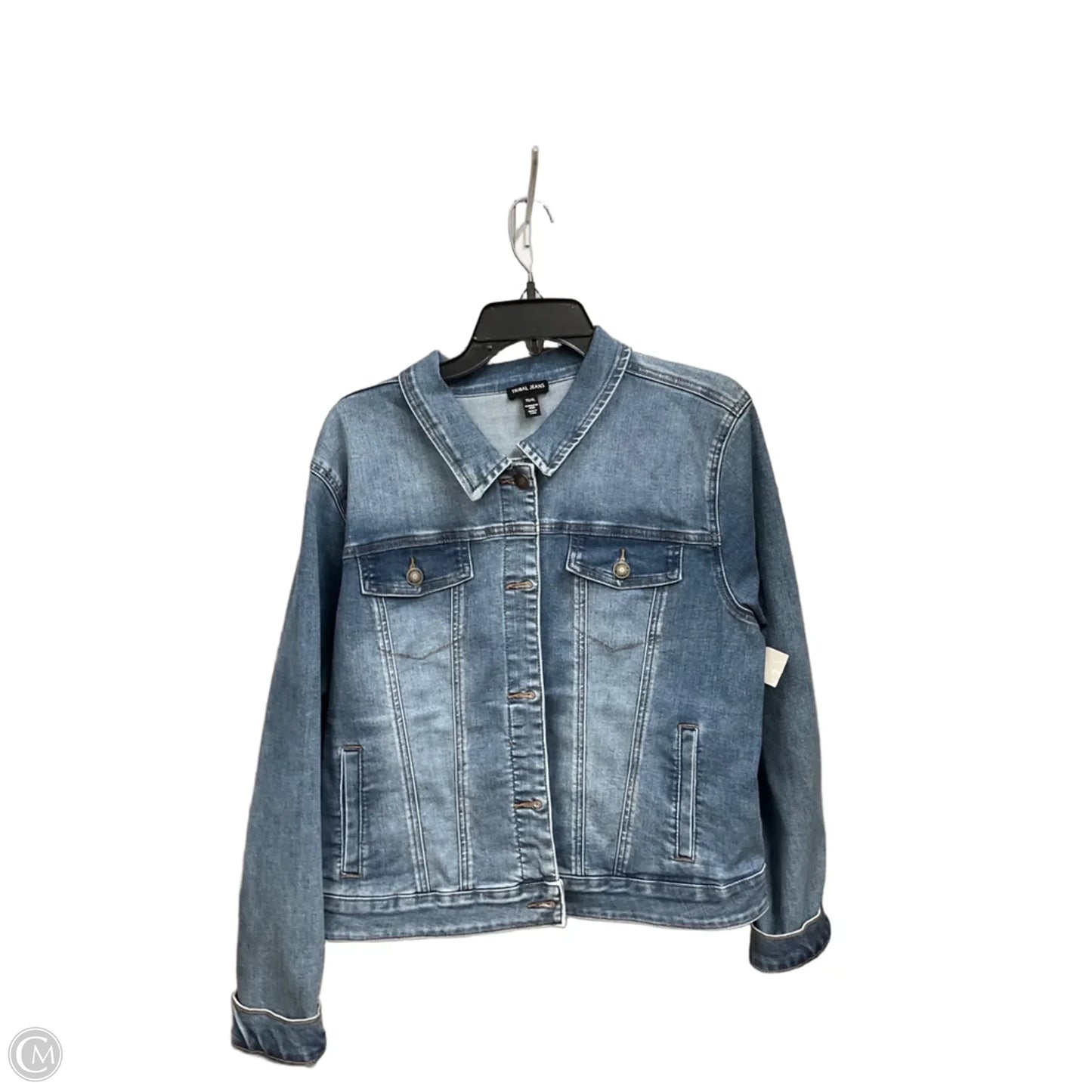 Jacket Denim By Tribal In Blue Denim, Size: Xl