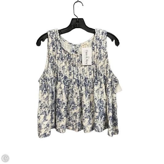 Top Sleeveless By Pol In Blue & White, Size: S