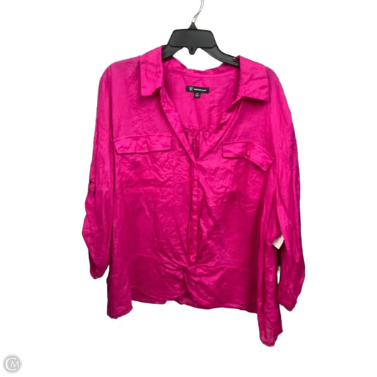 Top 3/4 Sleeve By Inc In Pink, Size: 4x