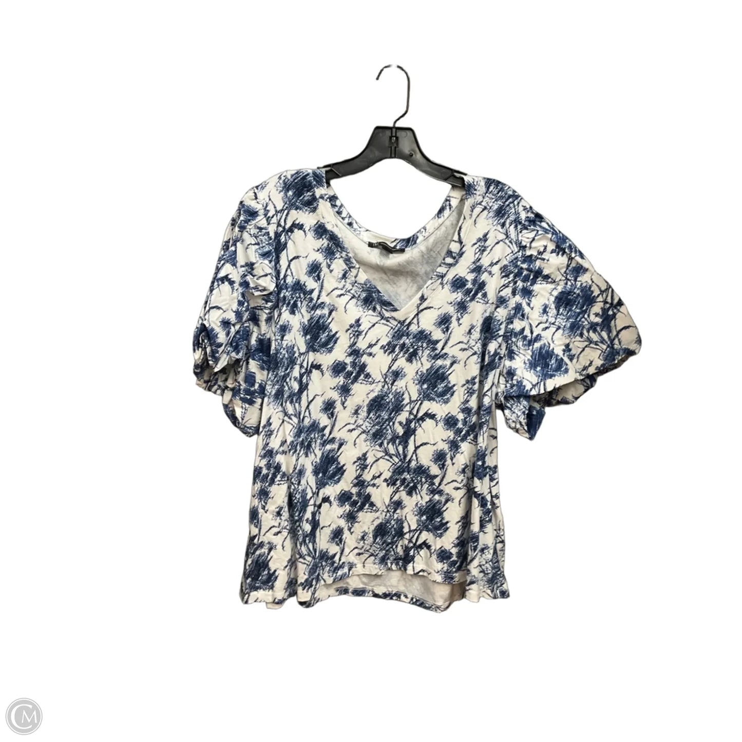 Top Short Sleeve By Inc In Blue & White, Size: 3x