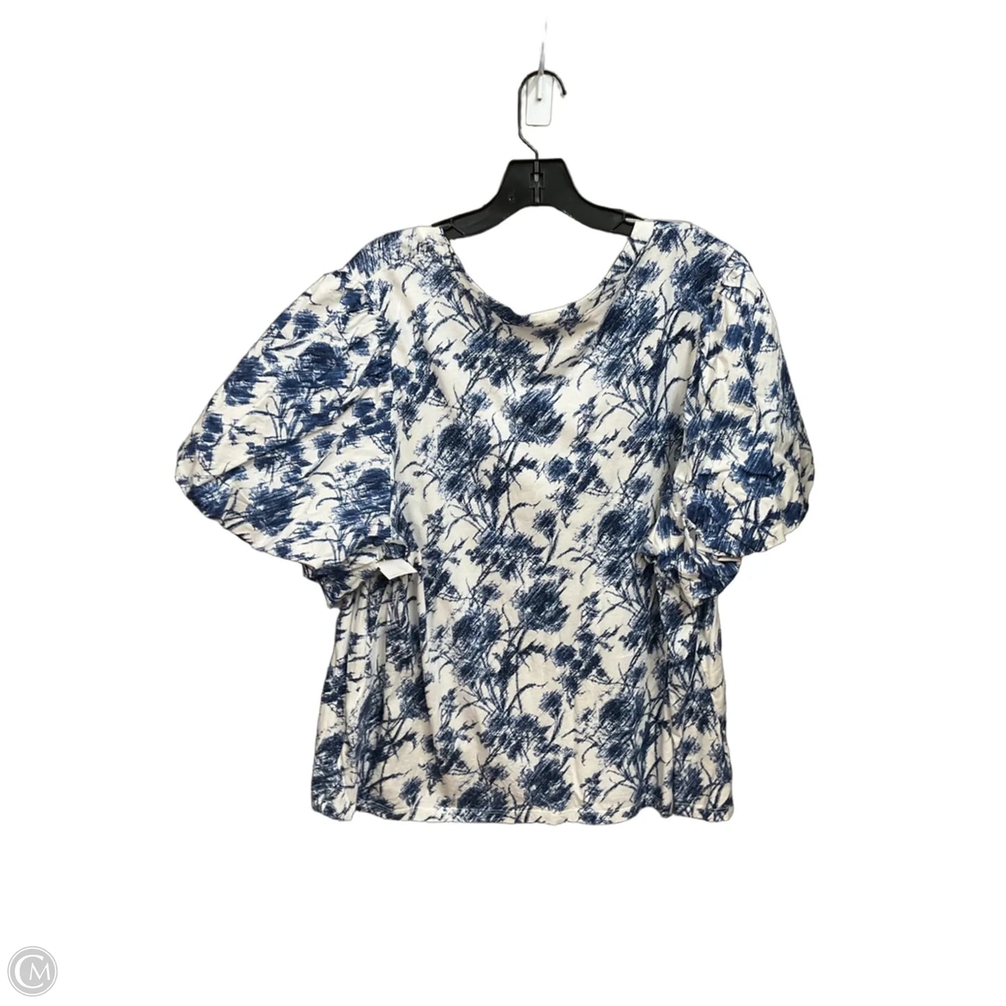 Top Short Sleeve By Inc In Blue & White, Size: 3x