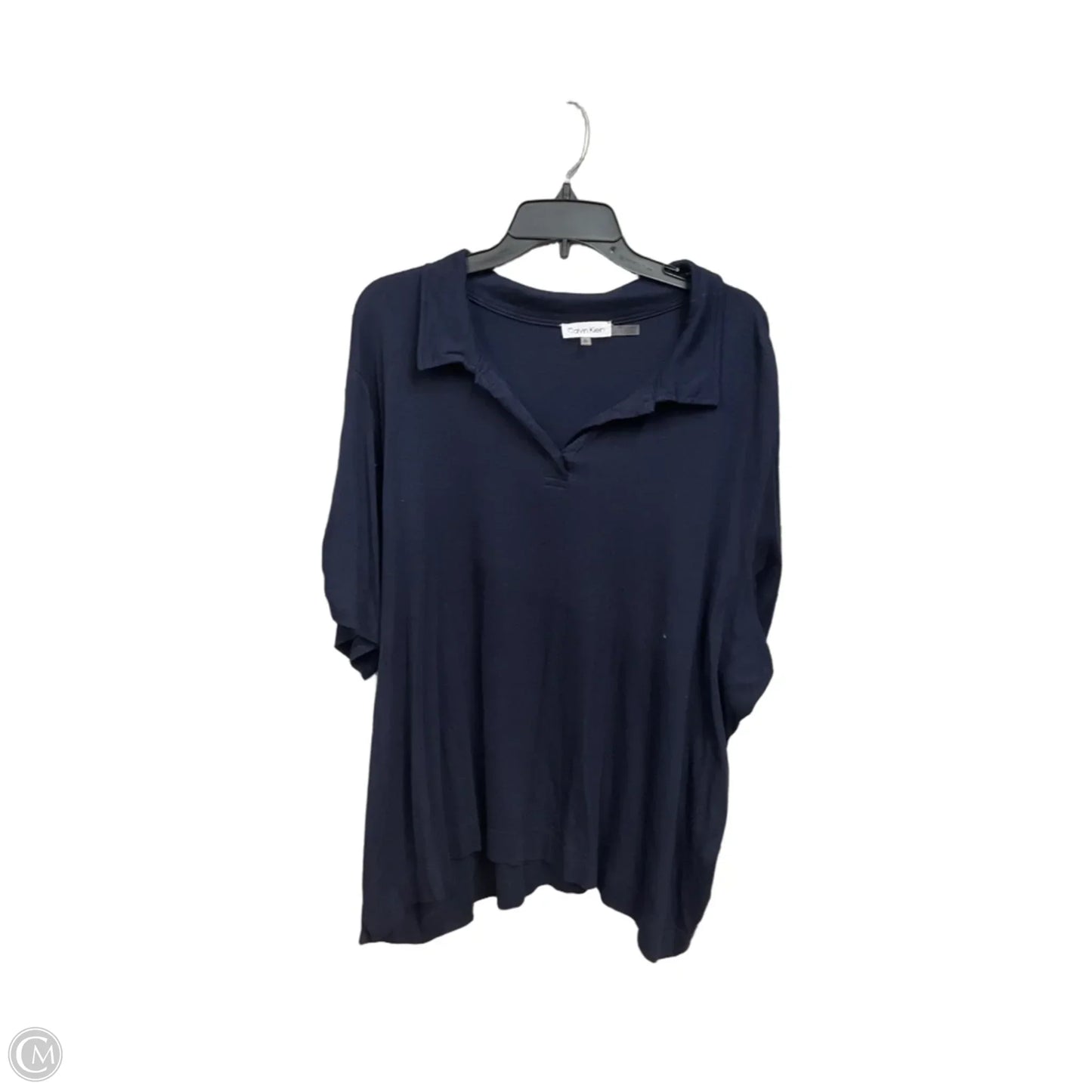 Top Short Sleeve By Calvin Klein In Navy, Size: 3x