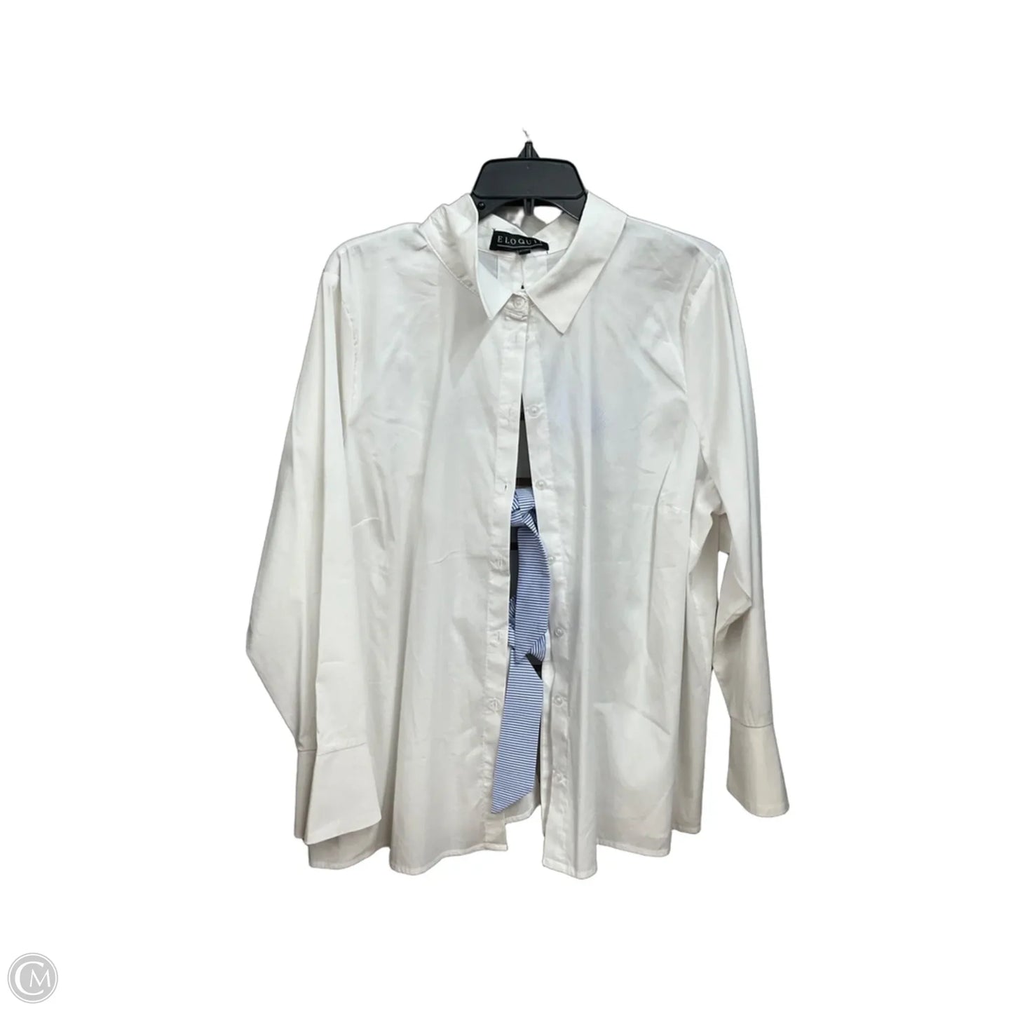 Top Long Sleeve By Eloquii In White, Size: 2x