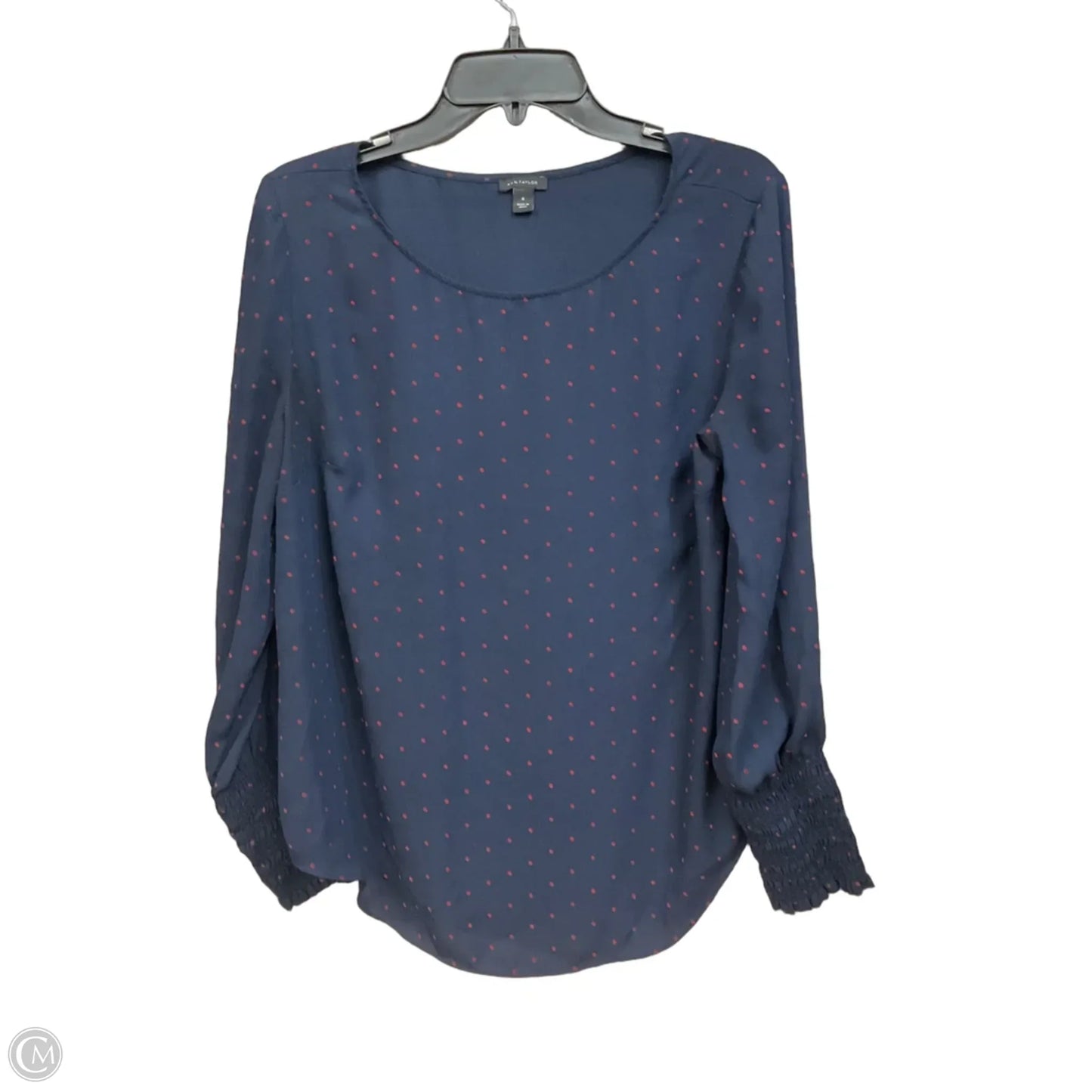 Blouse Long Sleeve By Ann Taylor In Navy, Size: M