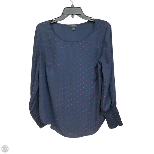 Blouse Long Sleeve By Ann Taylor In Navy, Size: M