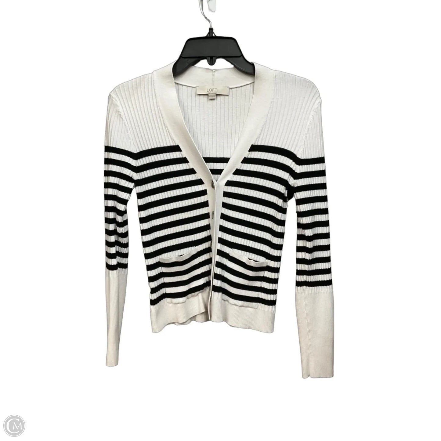 Cardigan By Loft In Striped Pattern, Size: M