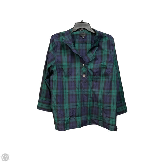 Top Long Sleeve By Talbots In Plaid Pattern, Size: Xl