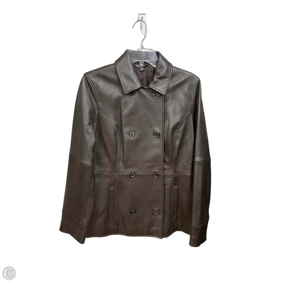 Jacket Leather By Brooks Brothers In Brown, Size: M