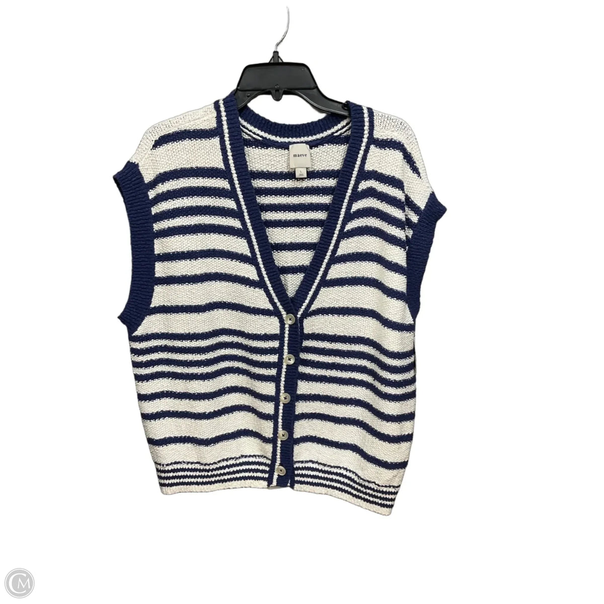 Vest Sweater By Maeve In Striped Pattern, Size: L