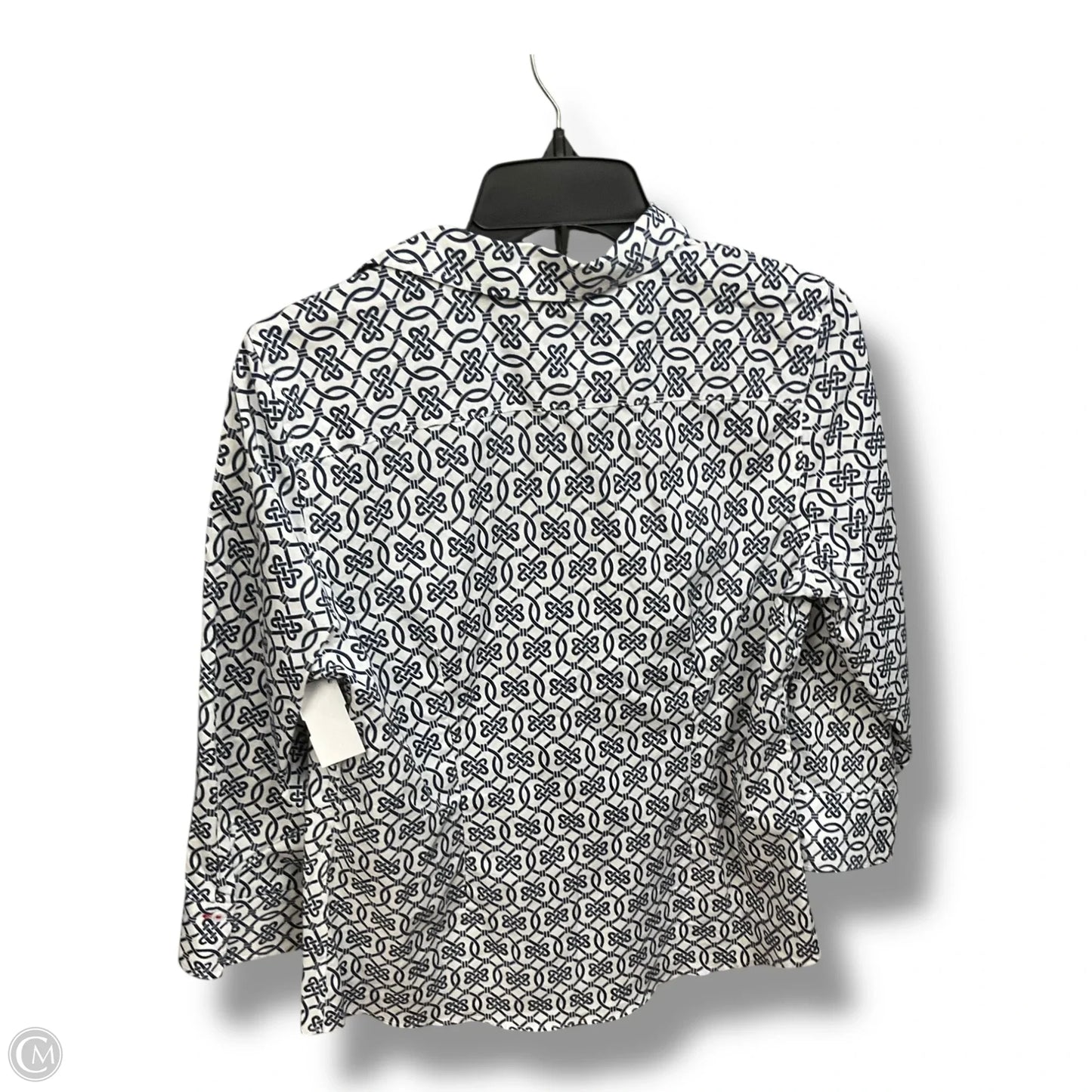 Blouse Long Sleeve By Talbots In Blue & White, Size: Lp