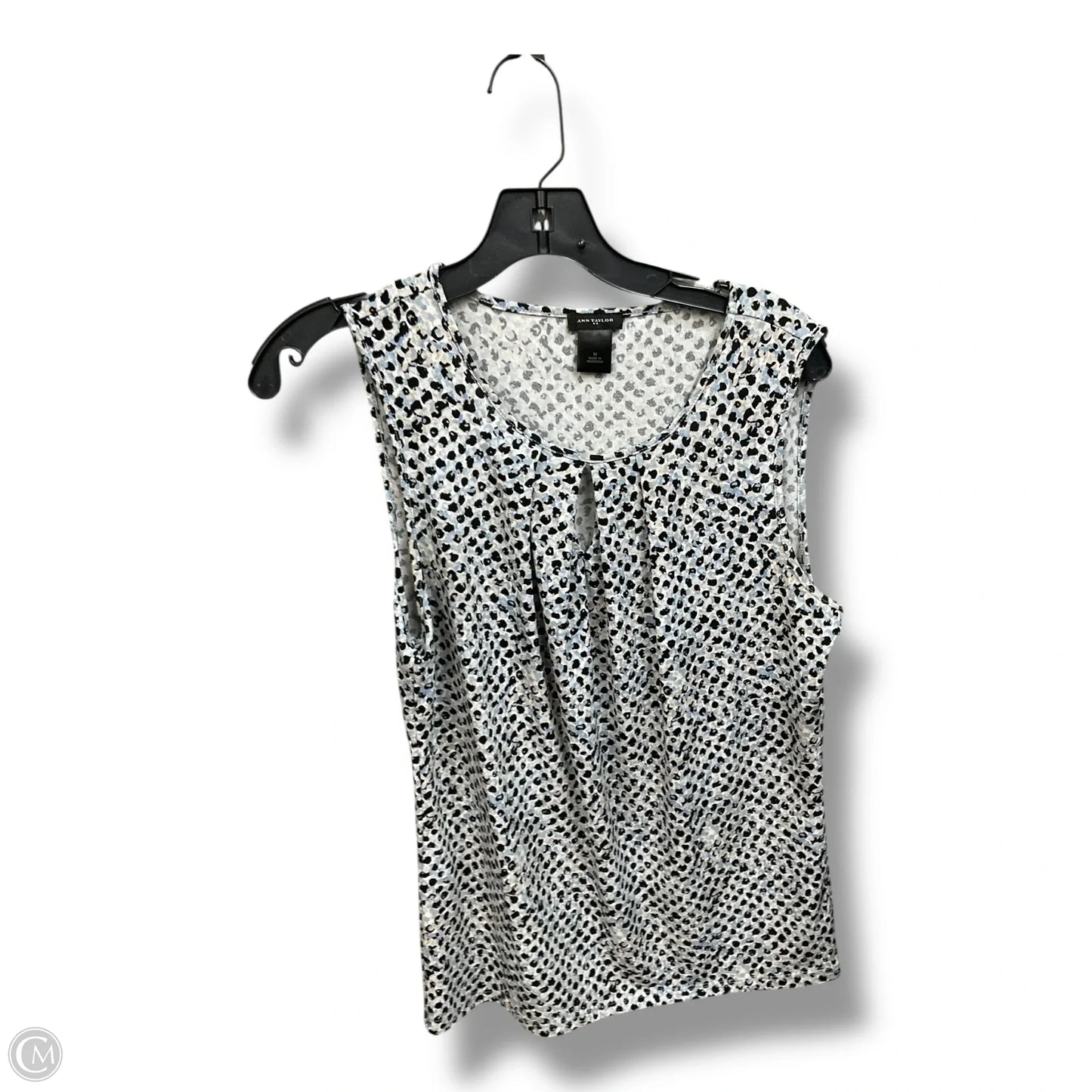 Top Sleeveless By Ann Taylor In Black & Blue, Size: M