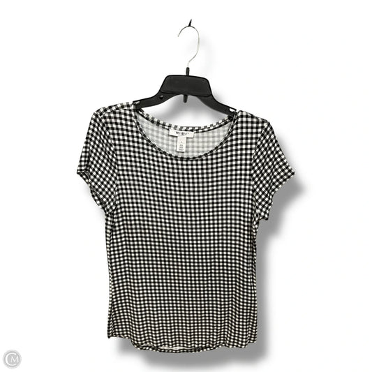 Top Short Sleeve By White House Black Market In Checkered Pattern, Size: L
