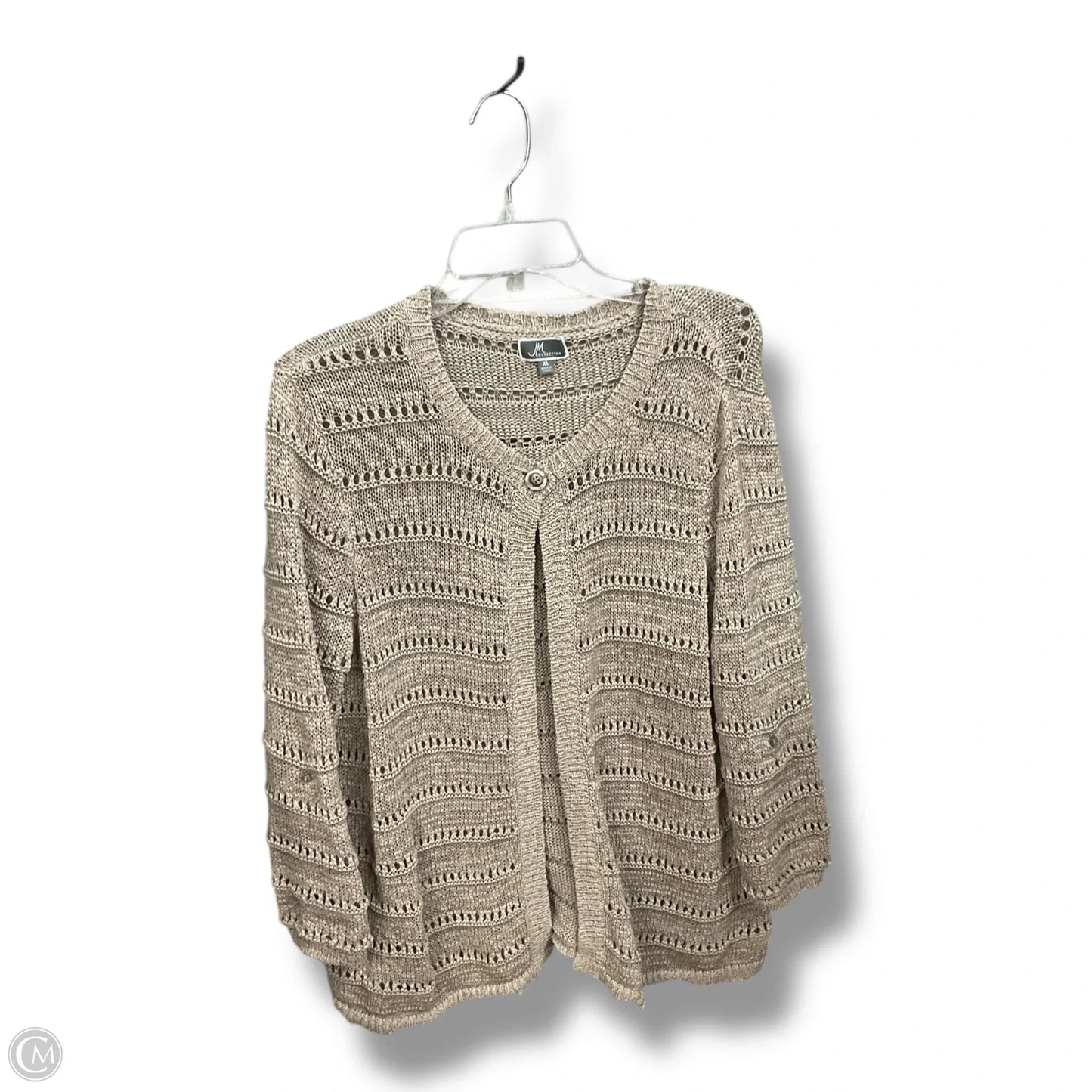 Cardigan By Jm Collections In Tan, Size: Xl