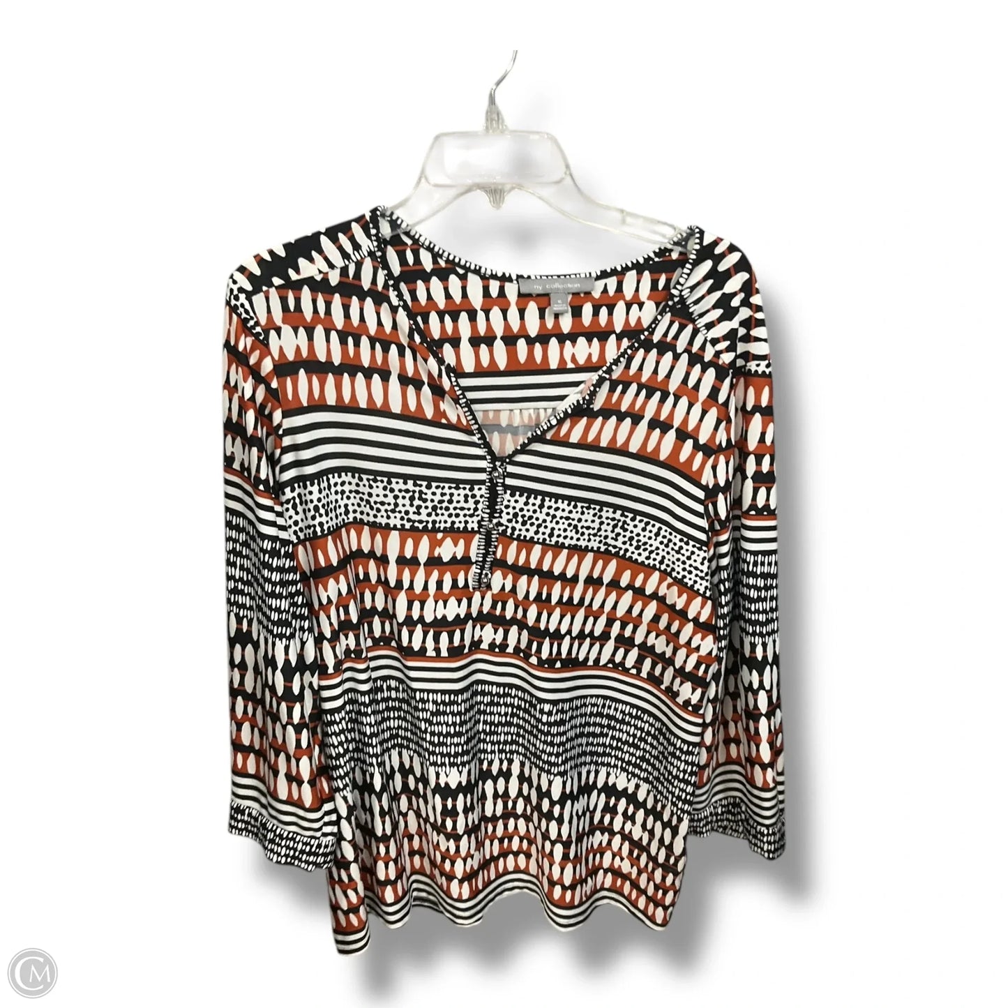 Top 3/4 Sleeve By Ny Collection In Black & White, Size: Xl