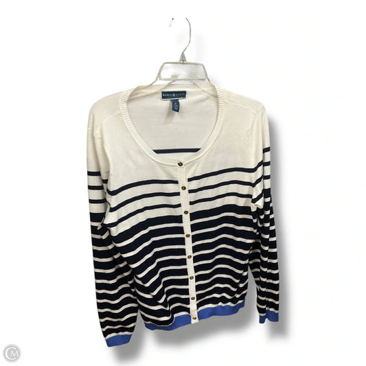 Cardigan By Karen Scott In Blue & White, Size: Xl