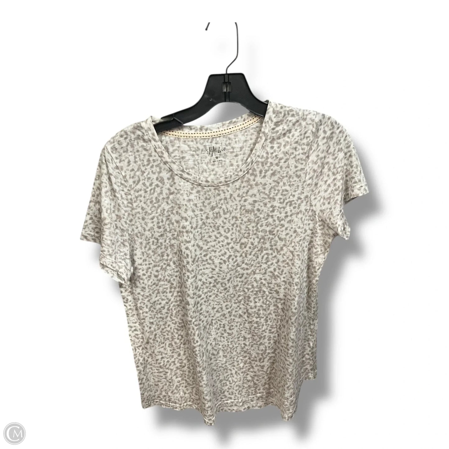 Top Short Sleeve By Style And Company In Animal Print, Size: M