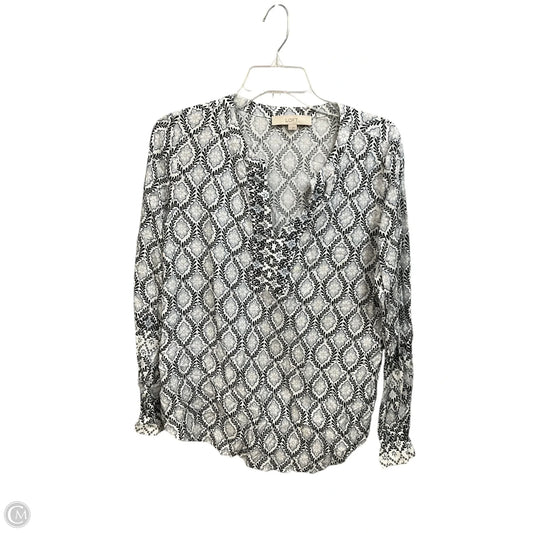 Top Long Sleeve By Loft In Black & White, Size: M