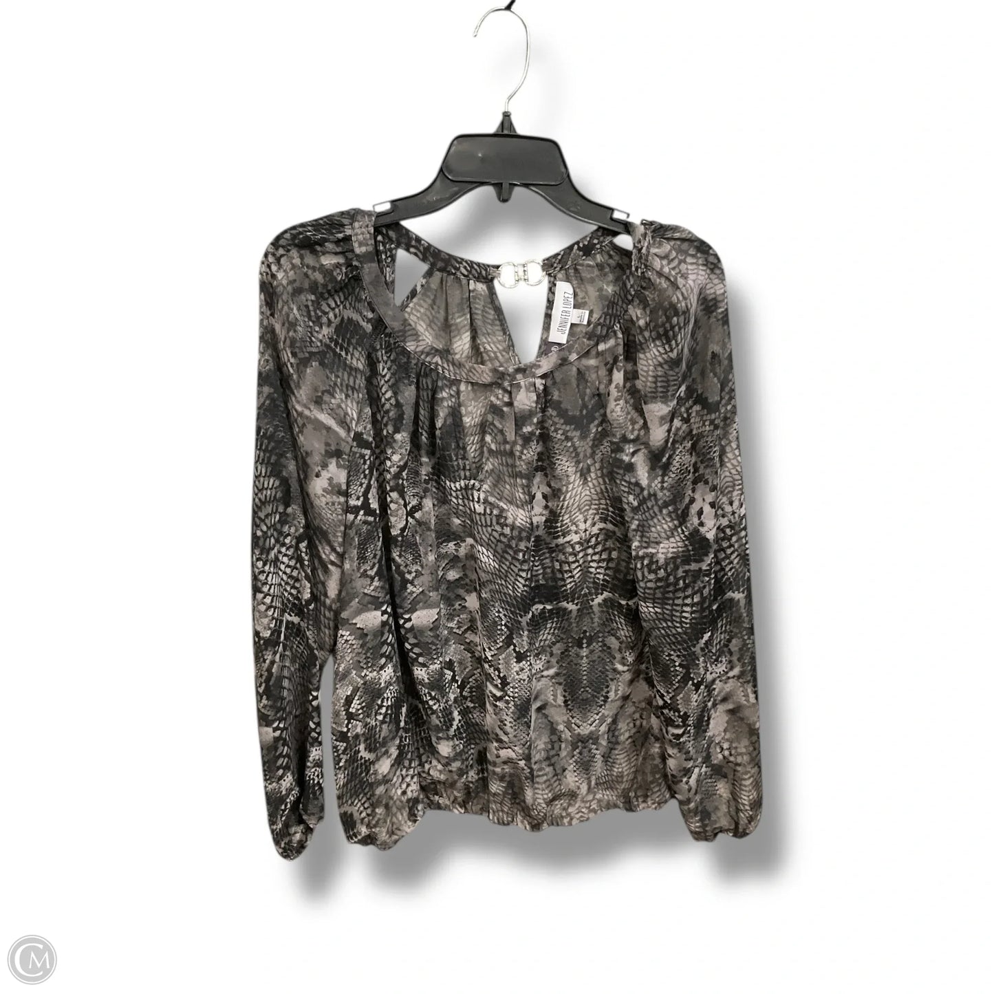 Blouse Long Sleeve By Jennifer Lopez In Snakeskin Print, Size: L