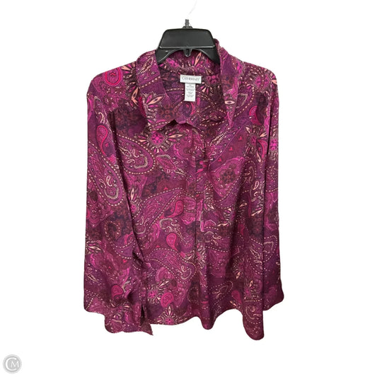 Blouse Long Sleeve By Catherines In Purple, Size: 2x