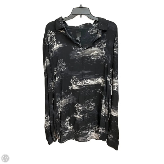 Blouse Long Sleeve By H&m In Black & Grey, Size: Xxl