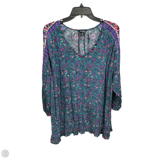 Top 3/4 Sleeve By Lucky Brand In Green, Size: 2x