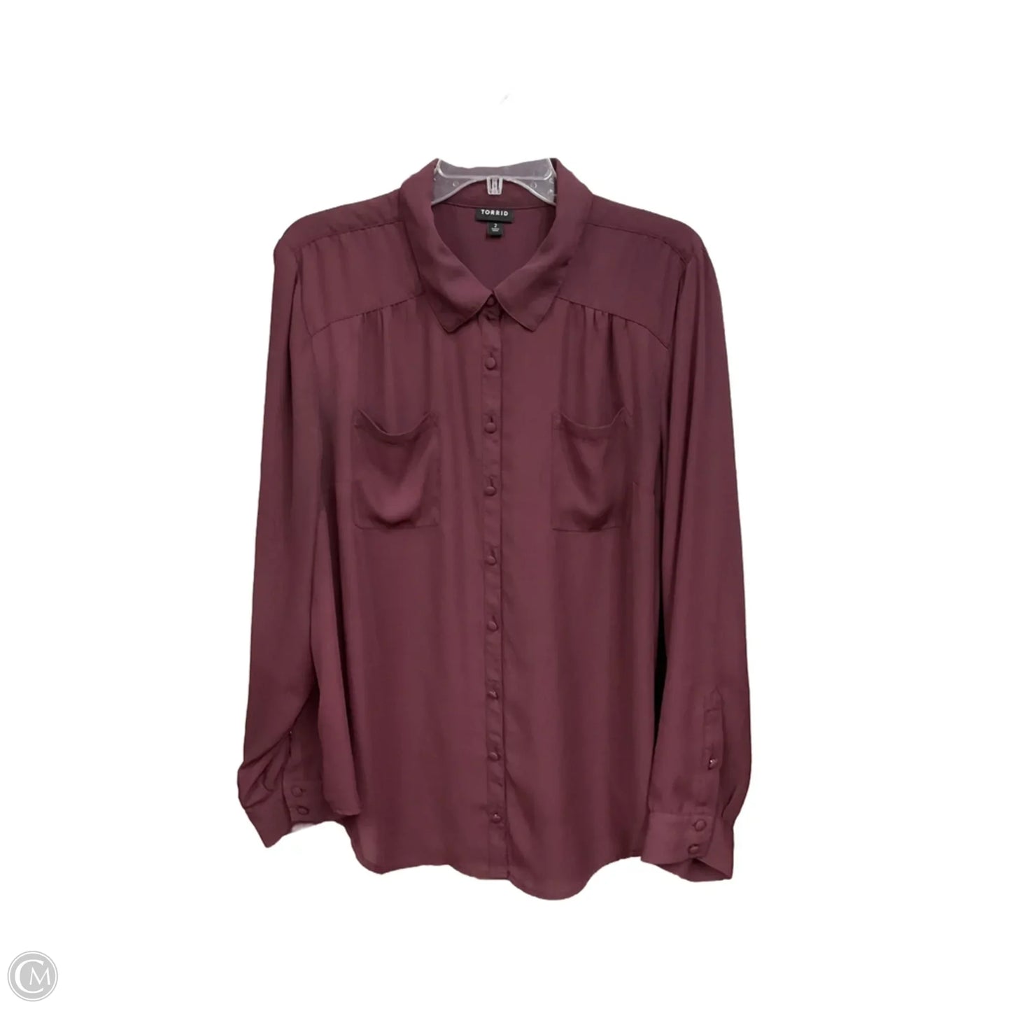 Blouse Long Sleeve By Torrid In Maroon, Size: 2x