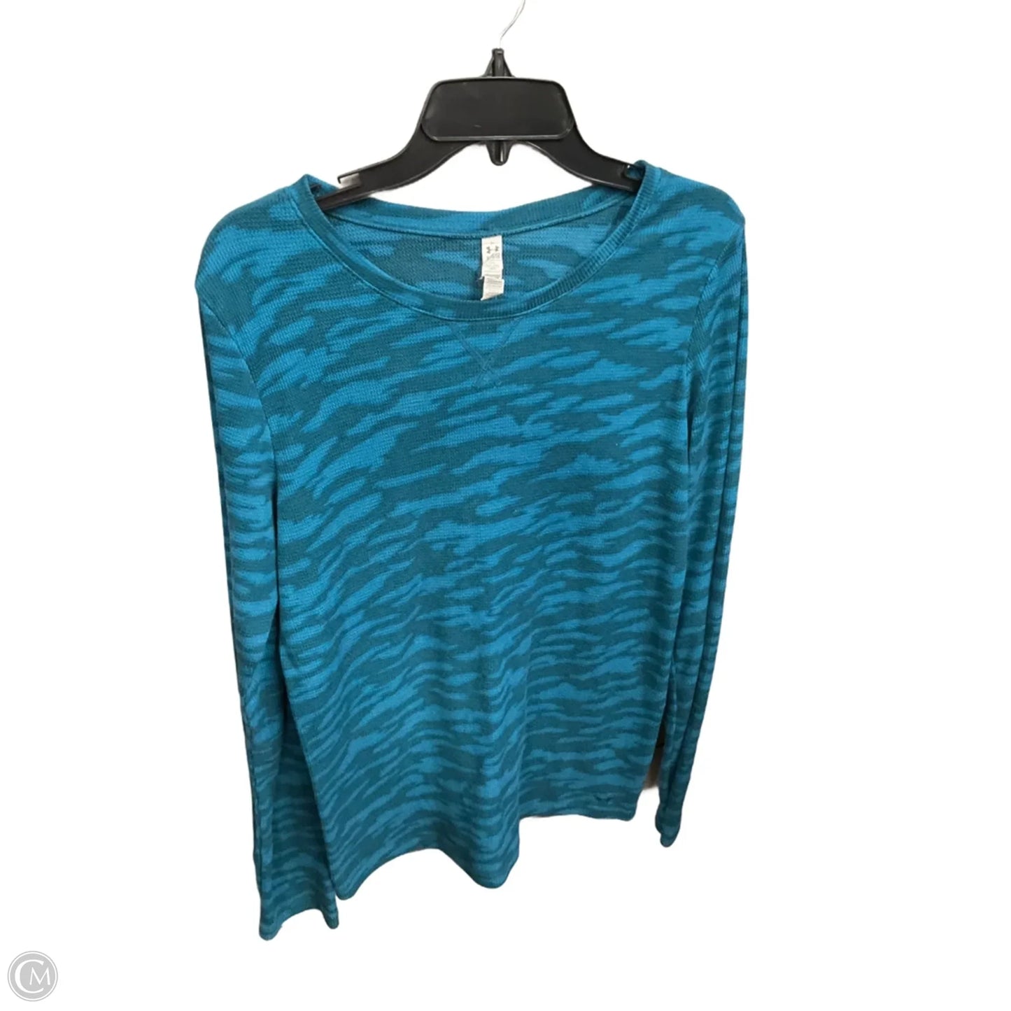 Athletic Top Long Sleeve Collar By Under Armour In Teal, Size: Xl