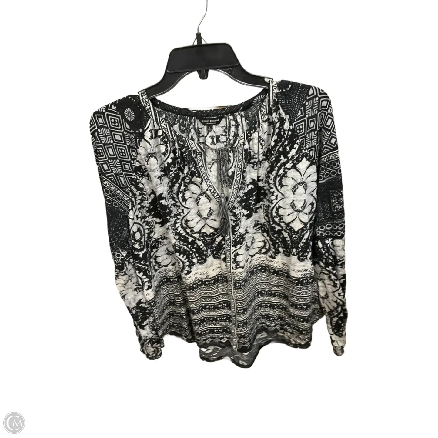 Top Long Sleeve By Lucky Brand In Black & Grey