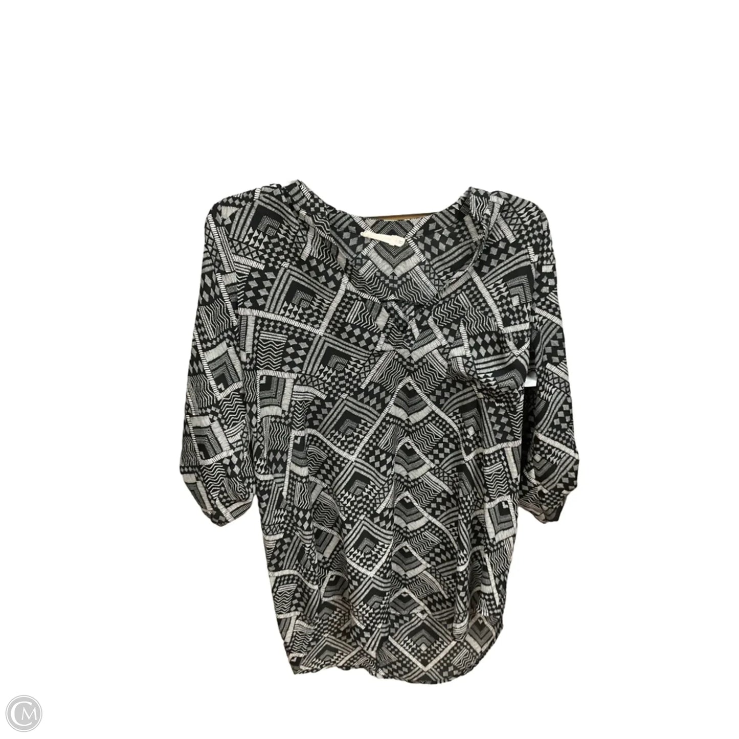 Blouse Long Sleeve By Lush In Black & White, Size: S