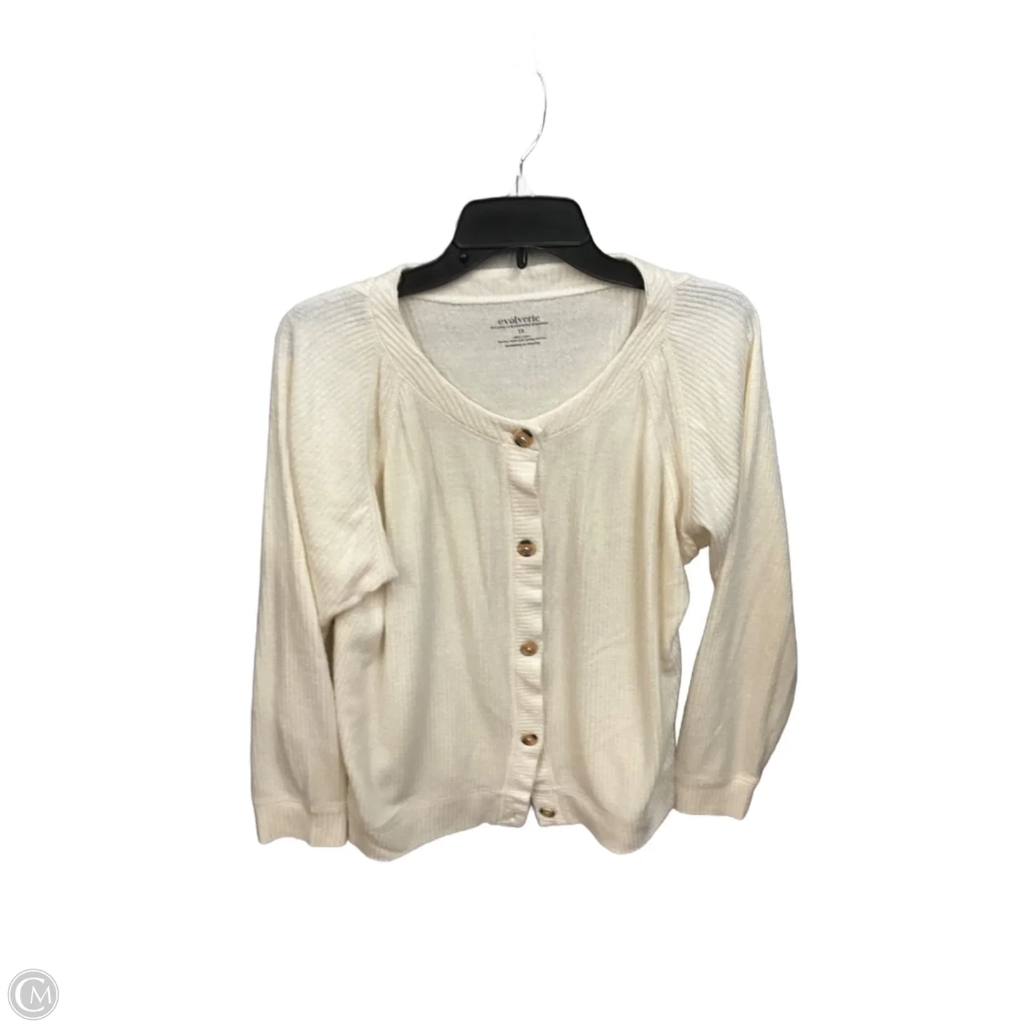 Cardigan By Clothes Mentor In Cream, Size: 1x