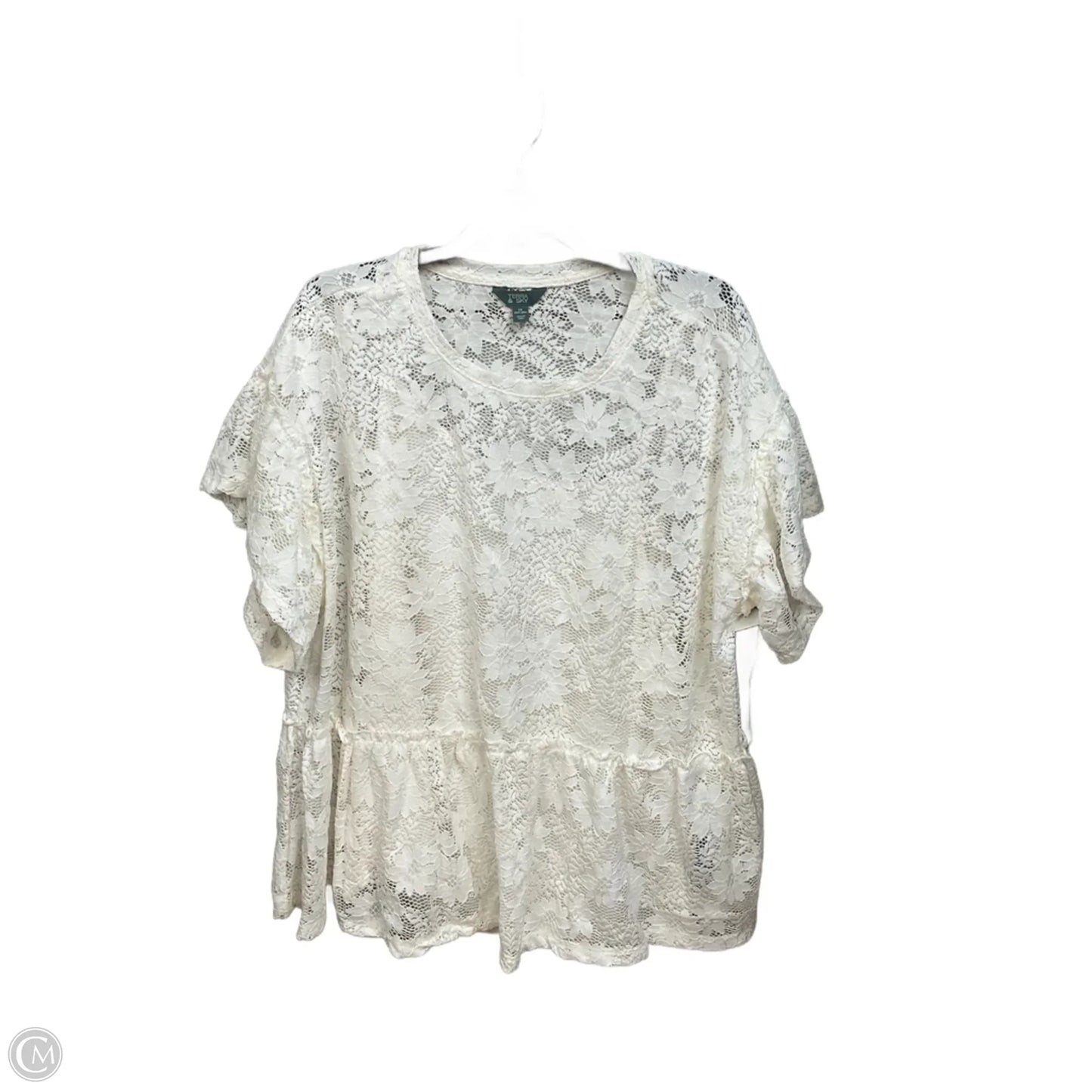 Top Short Sleeve By Terra & Sky In White, Size: 2x